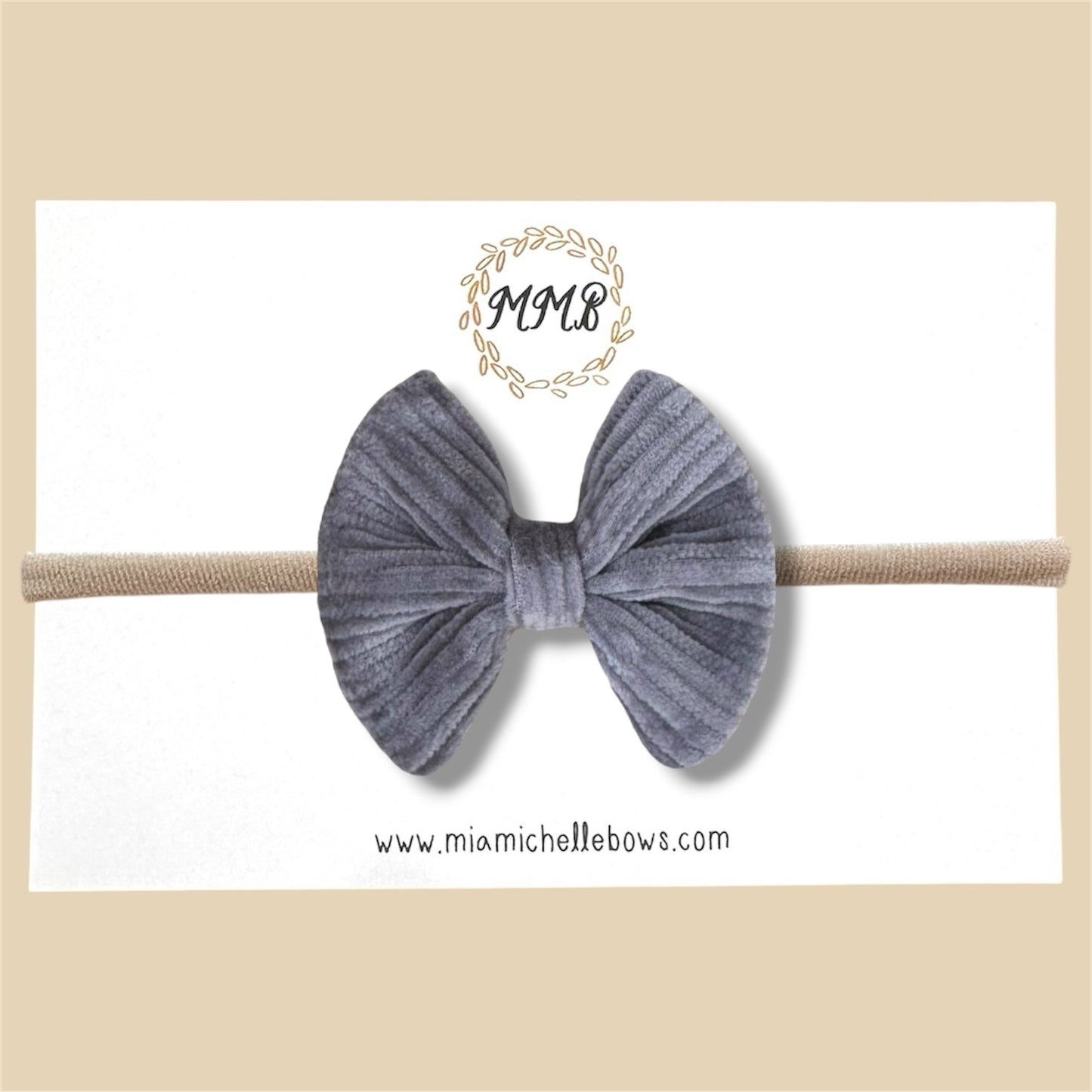Grey Corduroy Bow