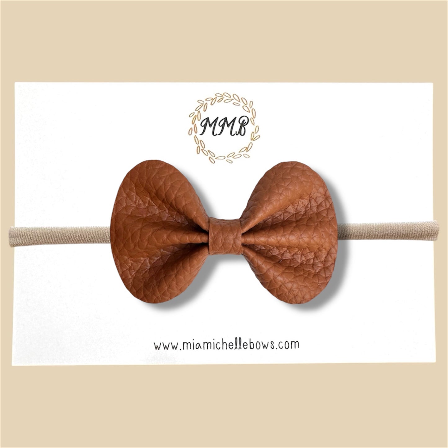 Camel Vegan Leather Bow