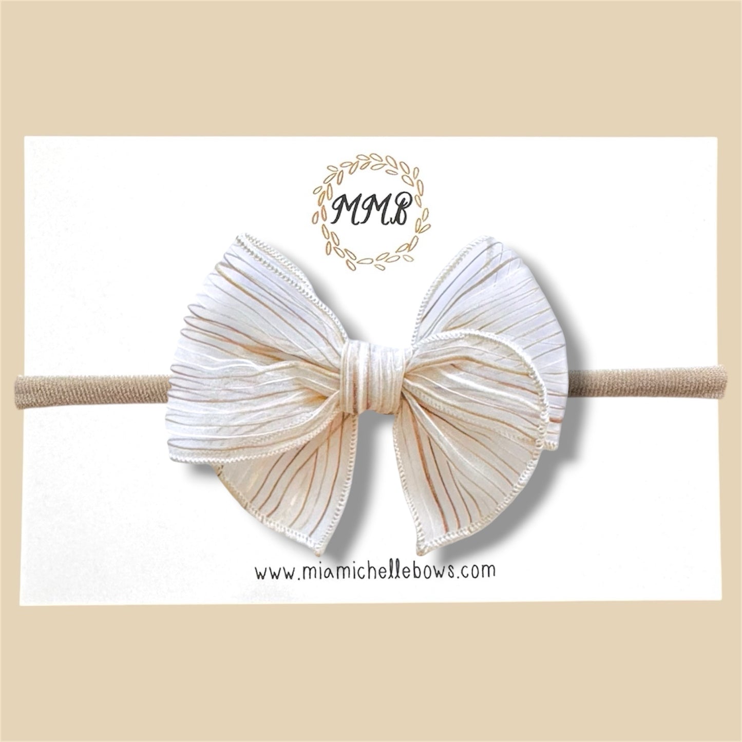 Sheer Neutral Striped Fairytale Bow