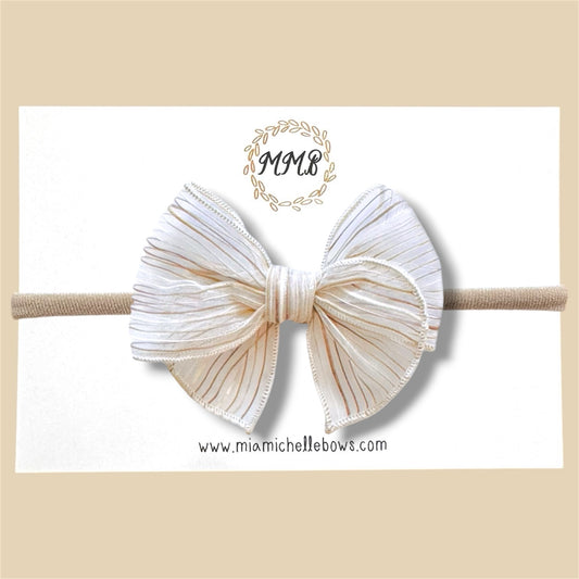 Sheer Neutral Striped Fairytale Bow
