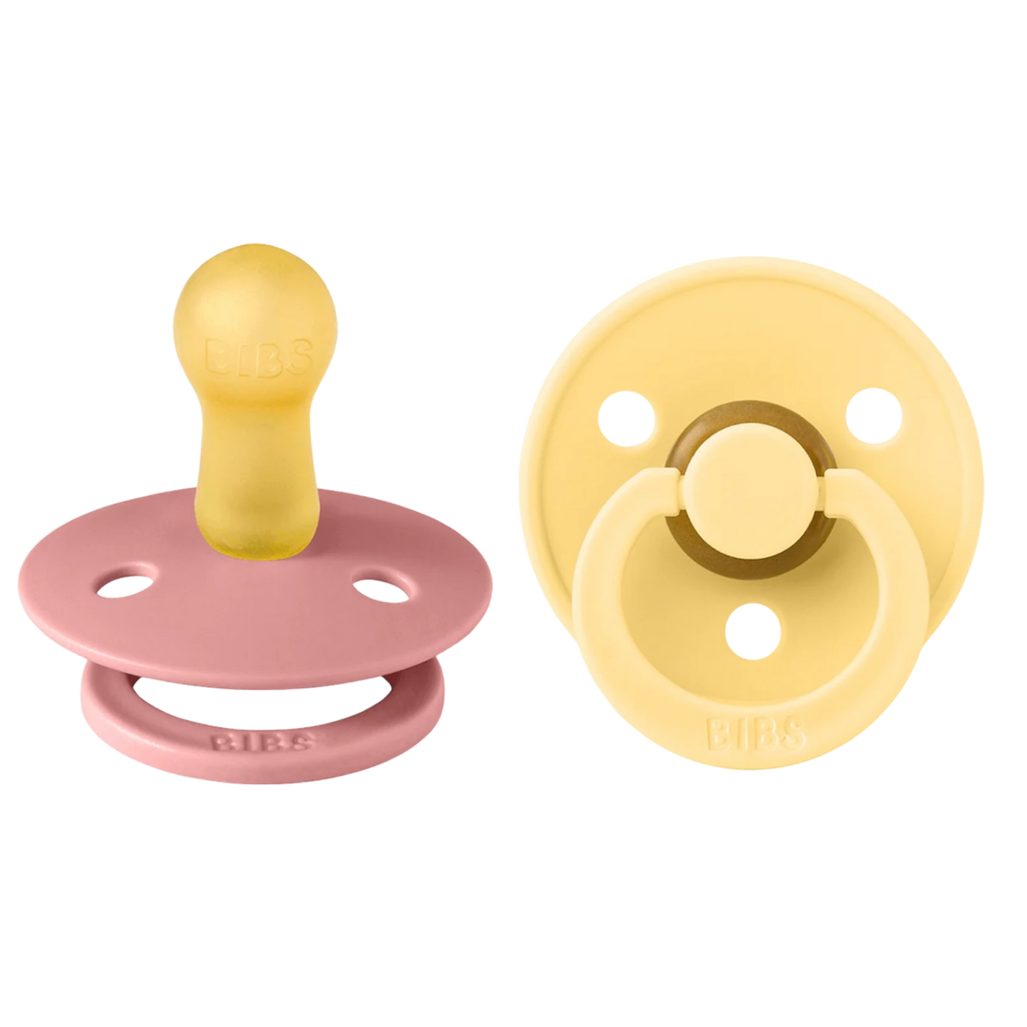 Bibs Colour Pacifier 2 Pack—Pale Butter & Dusty Pink