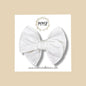 White & Silver Linen Pinstripe Fairytale Bow