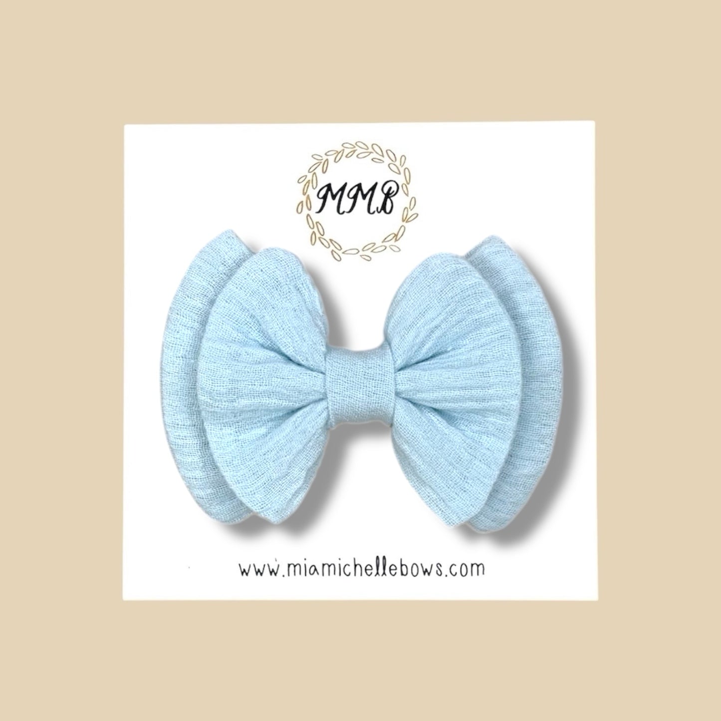 Double Layer Gauze Bow in Sky Blue