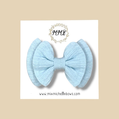 Double Layer Gauze Bow in Sky Blue