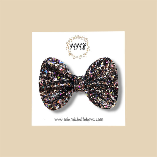 Black Confetti Glitter Bow