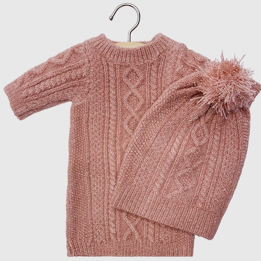Doll—Minikane Sophia Knitted Sweater Dress & Beanie Set in Pink