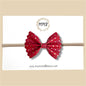 Red & Gold Polkadot Scalloped Vegan Leather Bow
