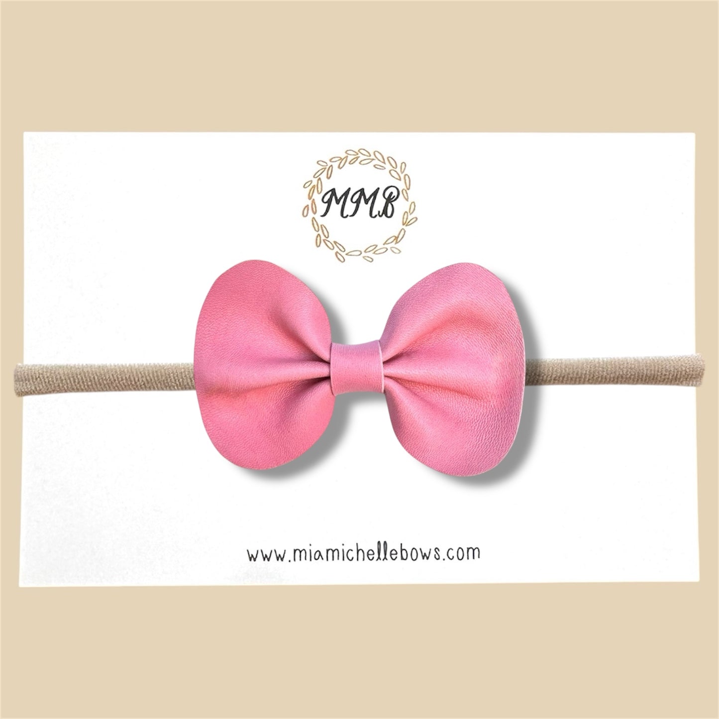 Pink Genuine Leather Bow