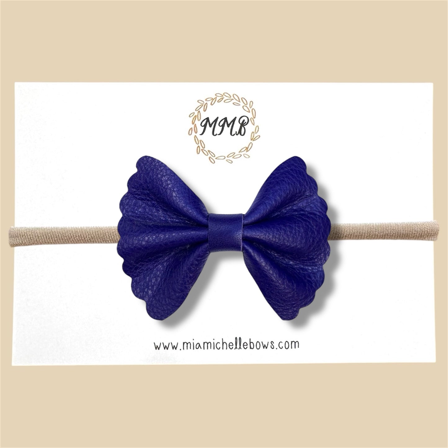 Indigo Flutter Genuine Leather Bow