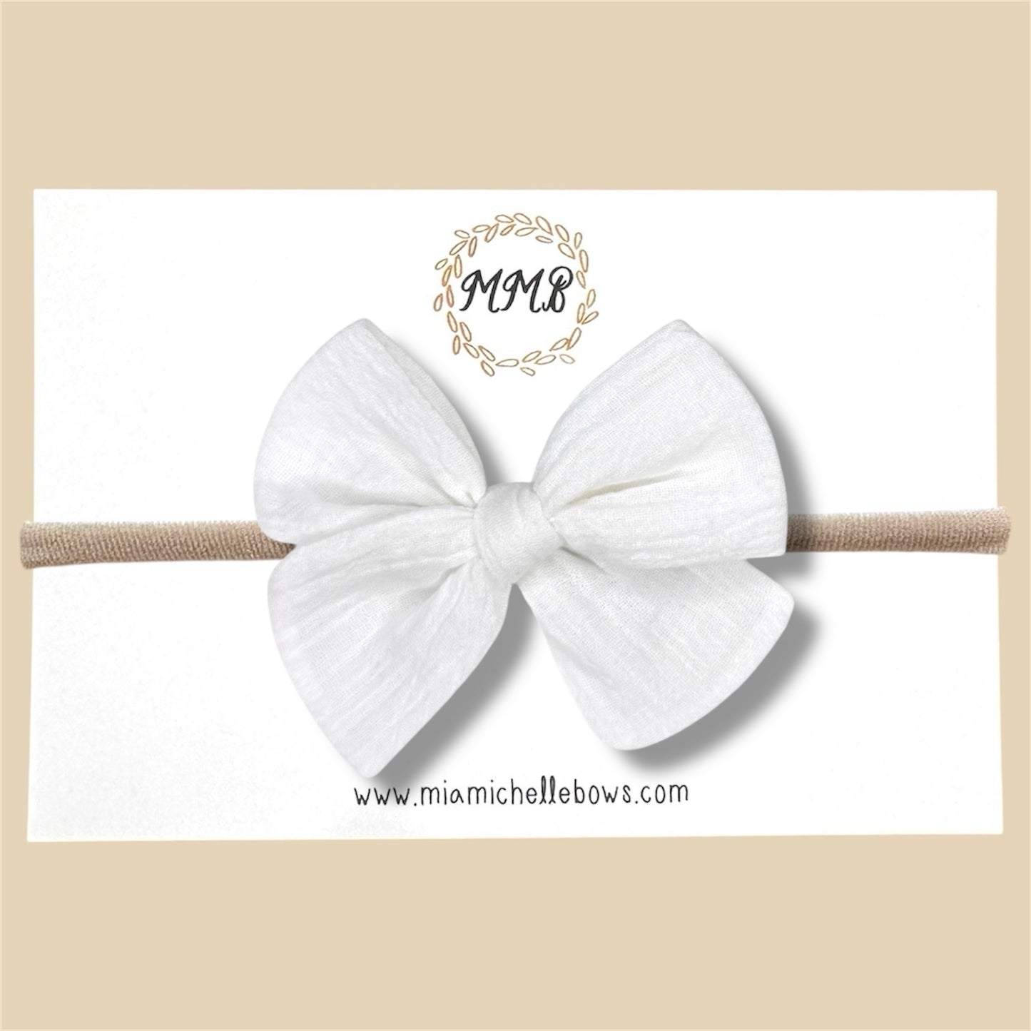 Hand-tied Gauze Bow in White