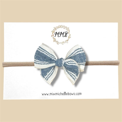 Chiffon Striped Blue Fairytale Bow