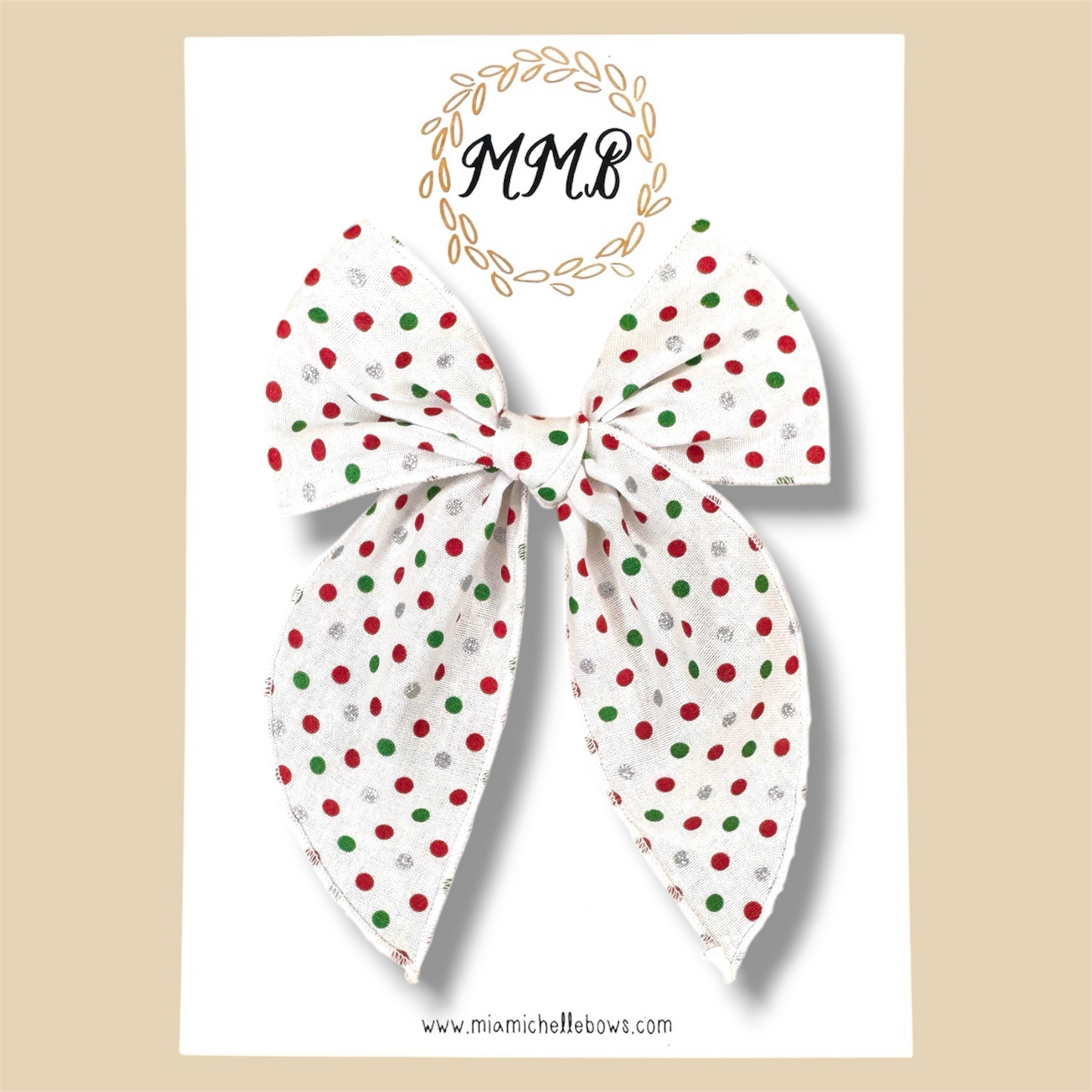 Christmas Polkadot Glitter Fairytale Bow