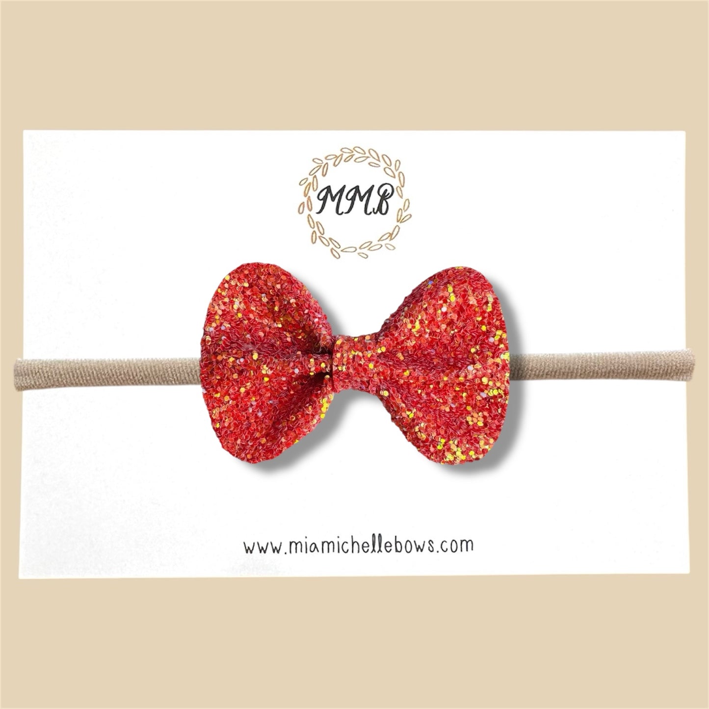 Red Orange Glitter Bow
