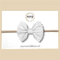 White Pebbled Scalloped Genuine Leather Bow