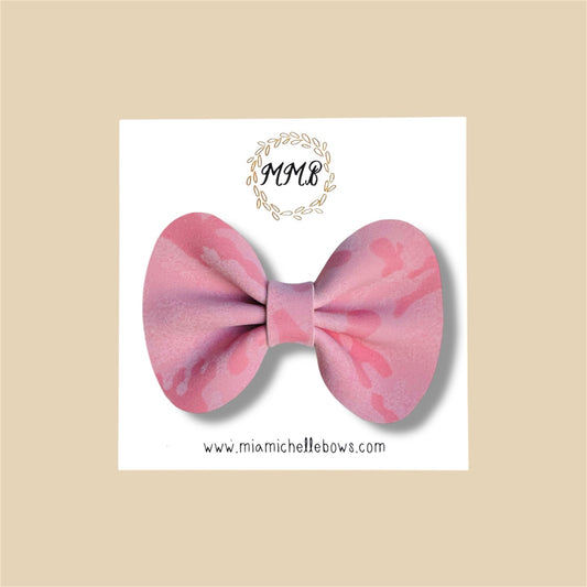 Pink Camo Vegan Leather Bow