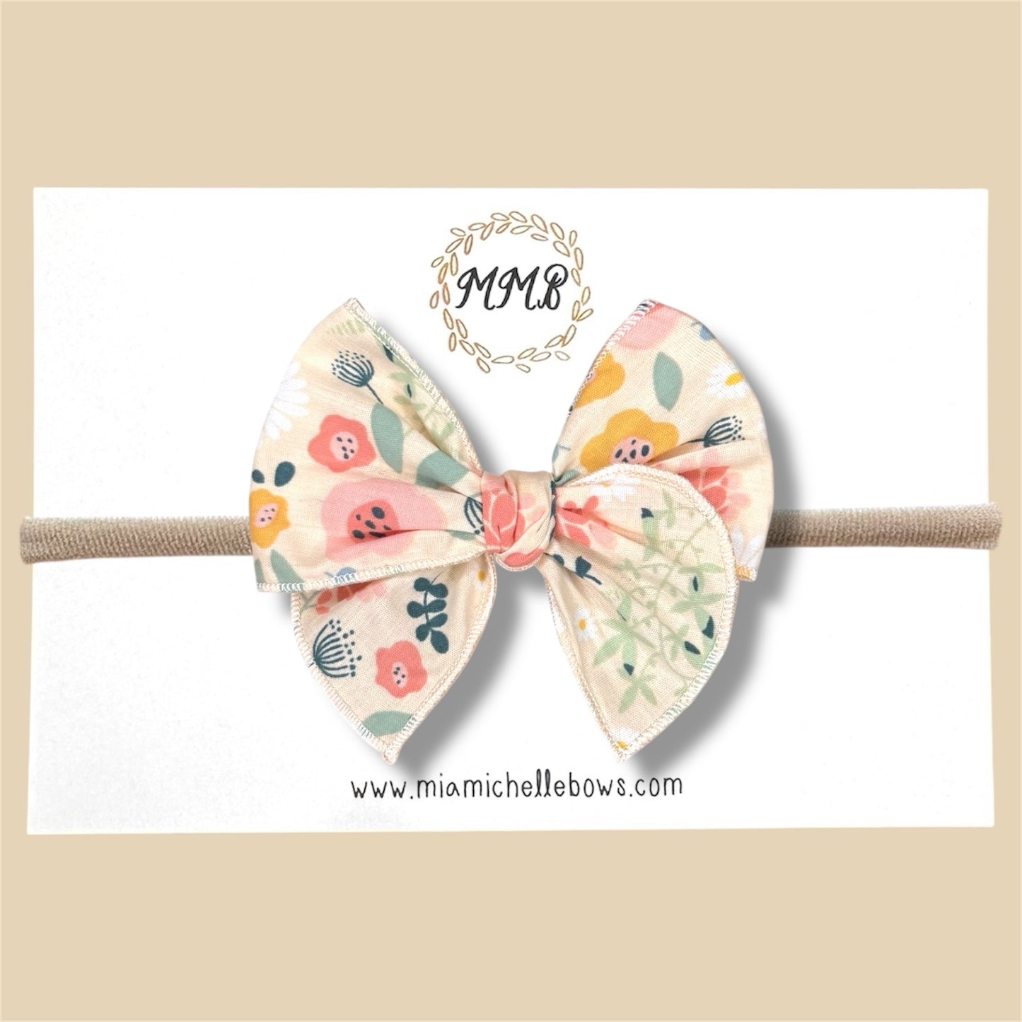 Peachy Floral Fairytale Bow