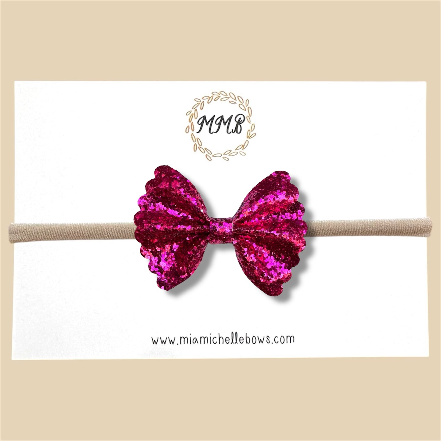 Dark Magenta Scalloped Glitter Bow