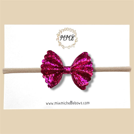 Dark Magenta Scalloped Glitter Bow