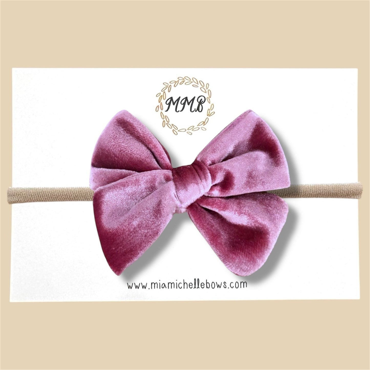 Velvet Bow in Mauve Pink