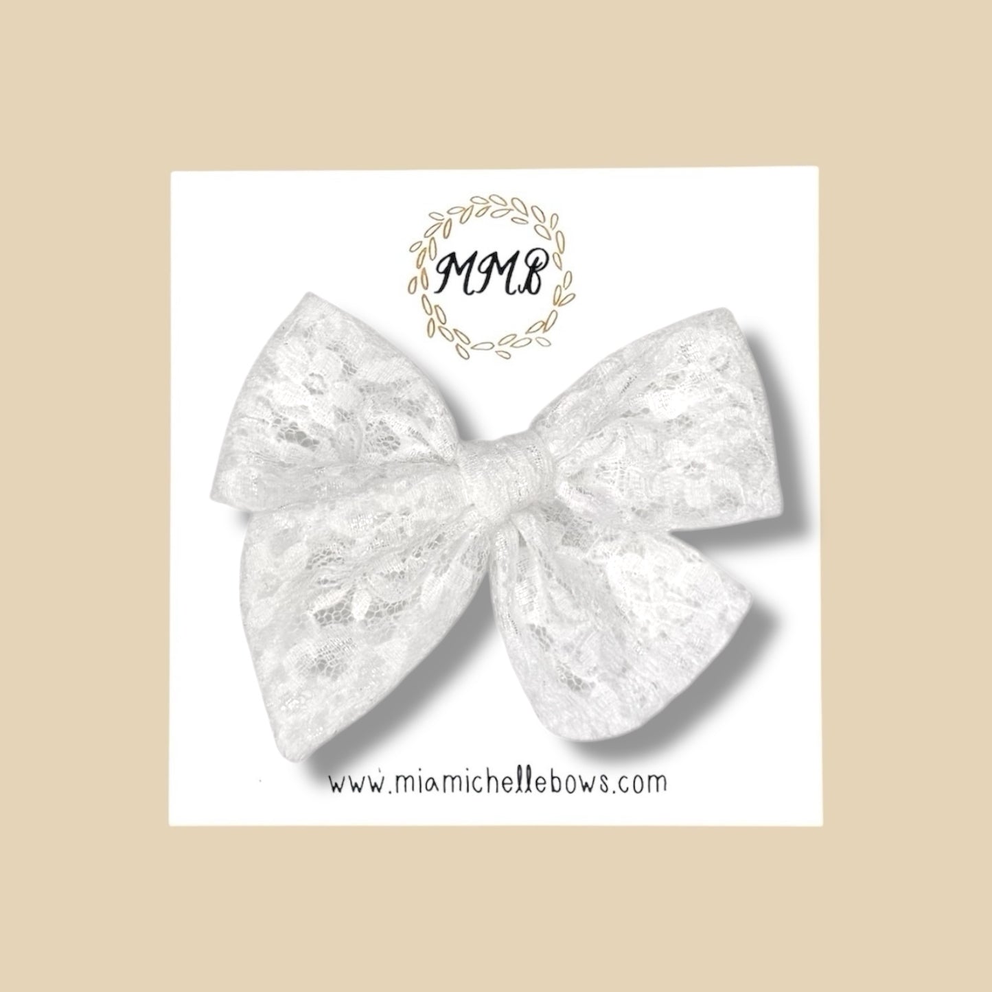 Hand-tied White Lace Bow