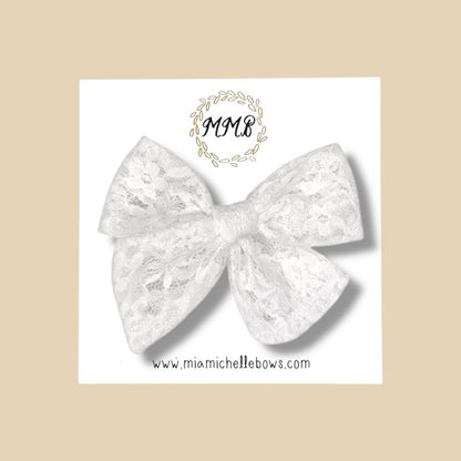 Hand-tied White Lace Bow