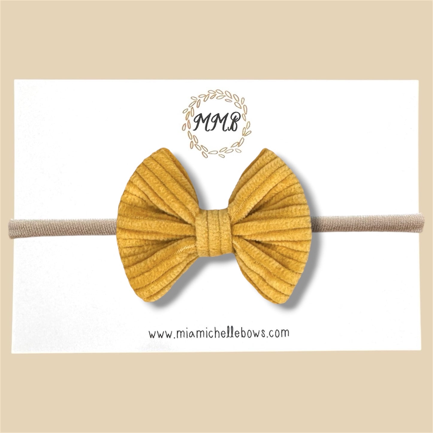 Mustard Corduroy Bow