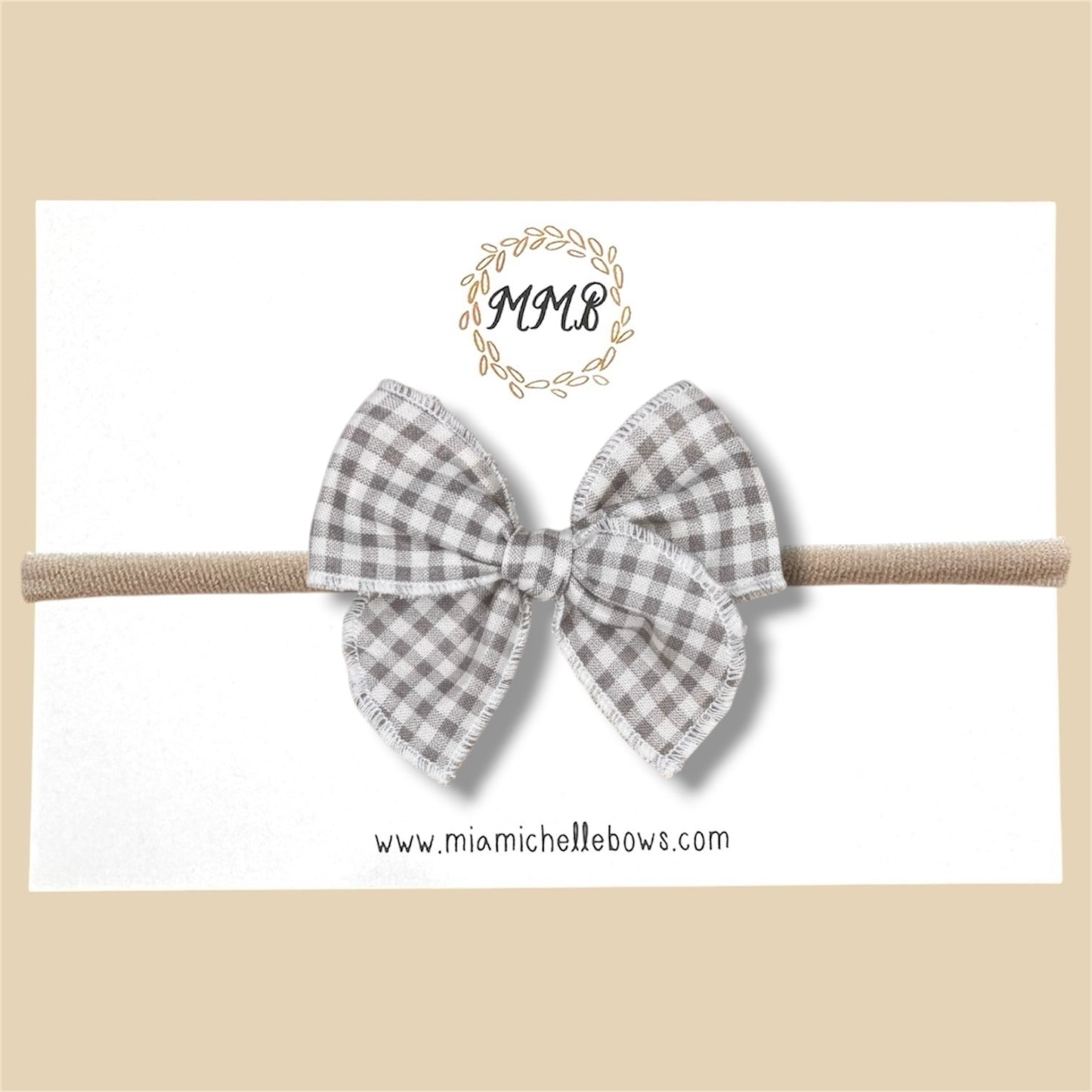 Gray Gingham Fairytale Bow