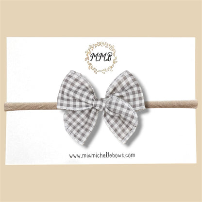 Gray Gingham Fairytale Bow