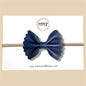 Dark Navy Scalloped Genuine Leather Bow