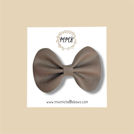 Gray Vegan Leather Bow