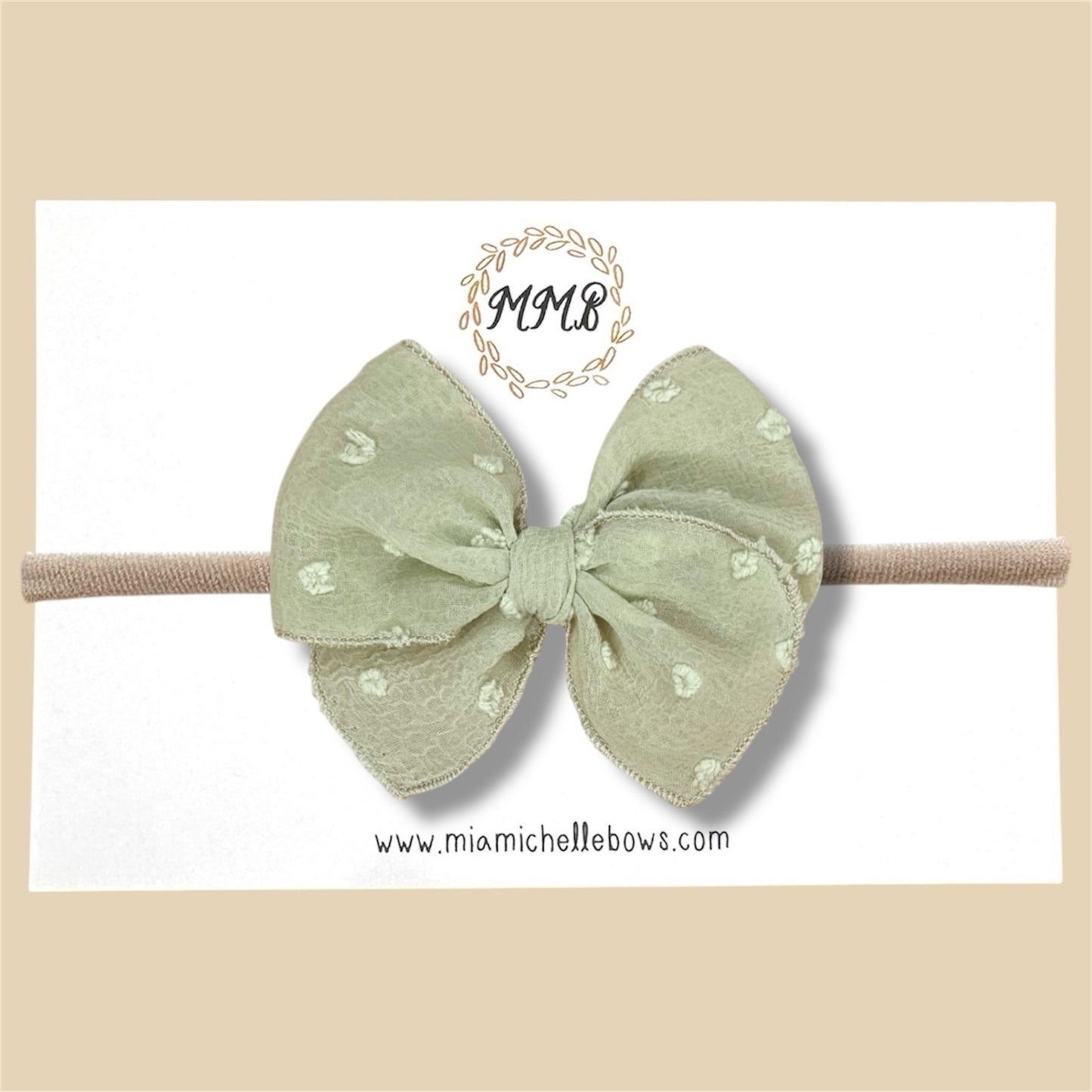 Sage Swiss Dot Fairytale Bow