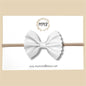 White Scalloped Genuine Leather Bow