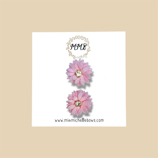 Pink Mini Flower Clip Set