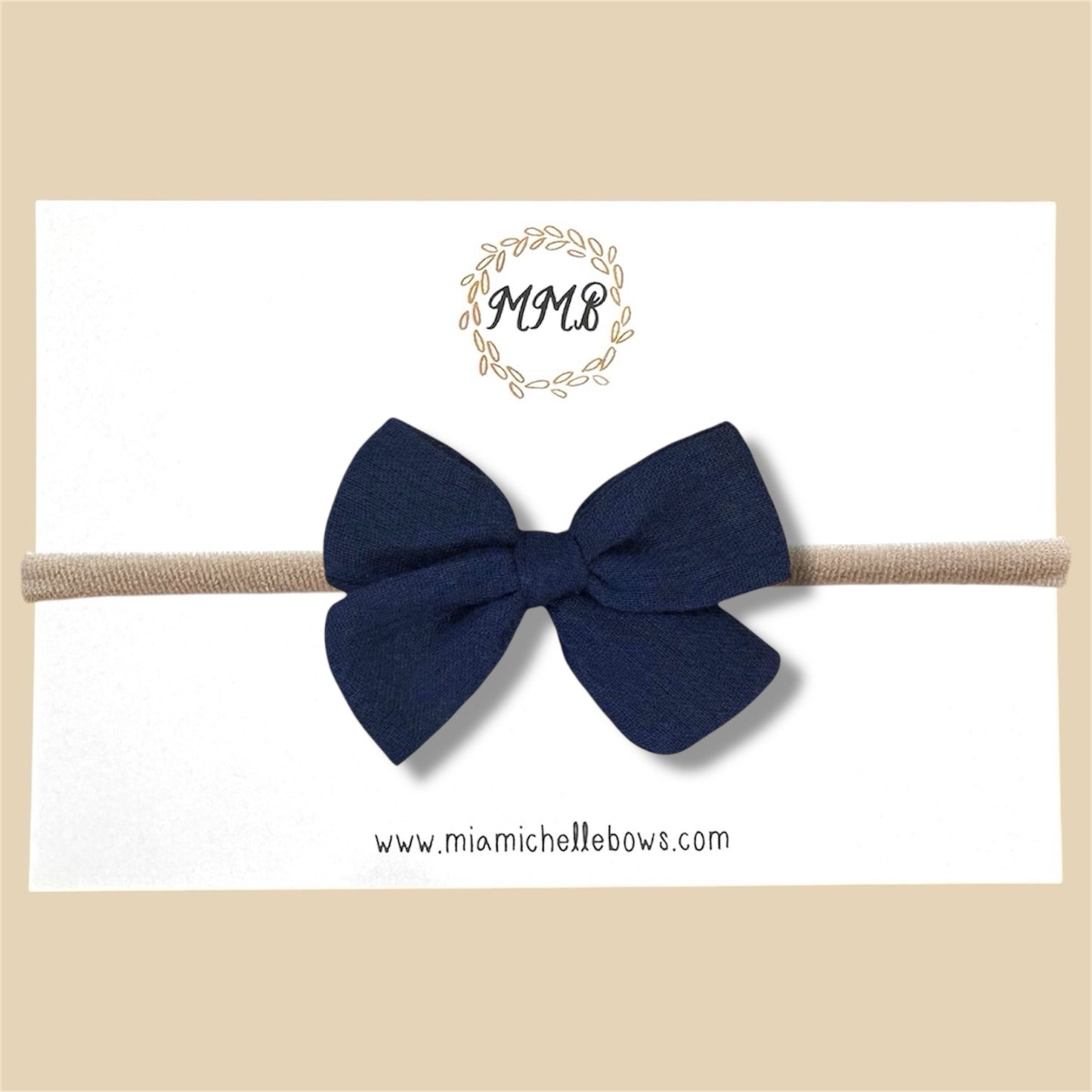Hand-tied Gauze Bow in Navy Blue