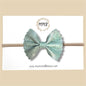 Vintage Green Scalloped Genuine Leather Bow