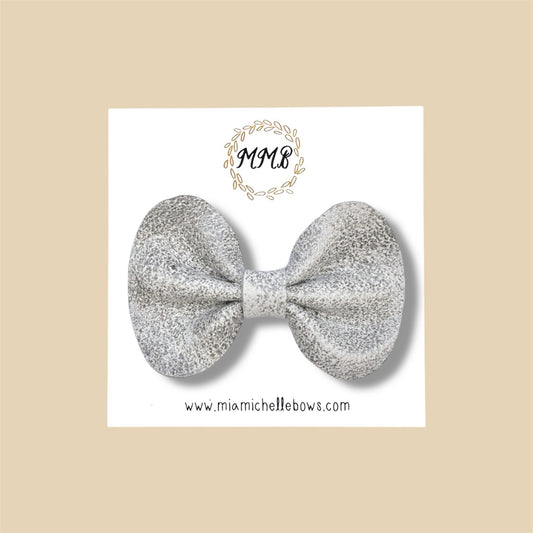 Vintage Grey Genuine Leather Bow