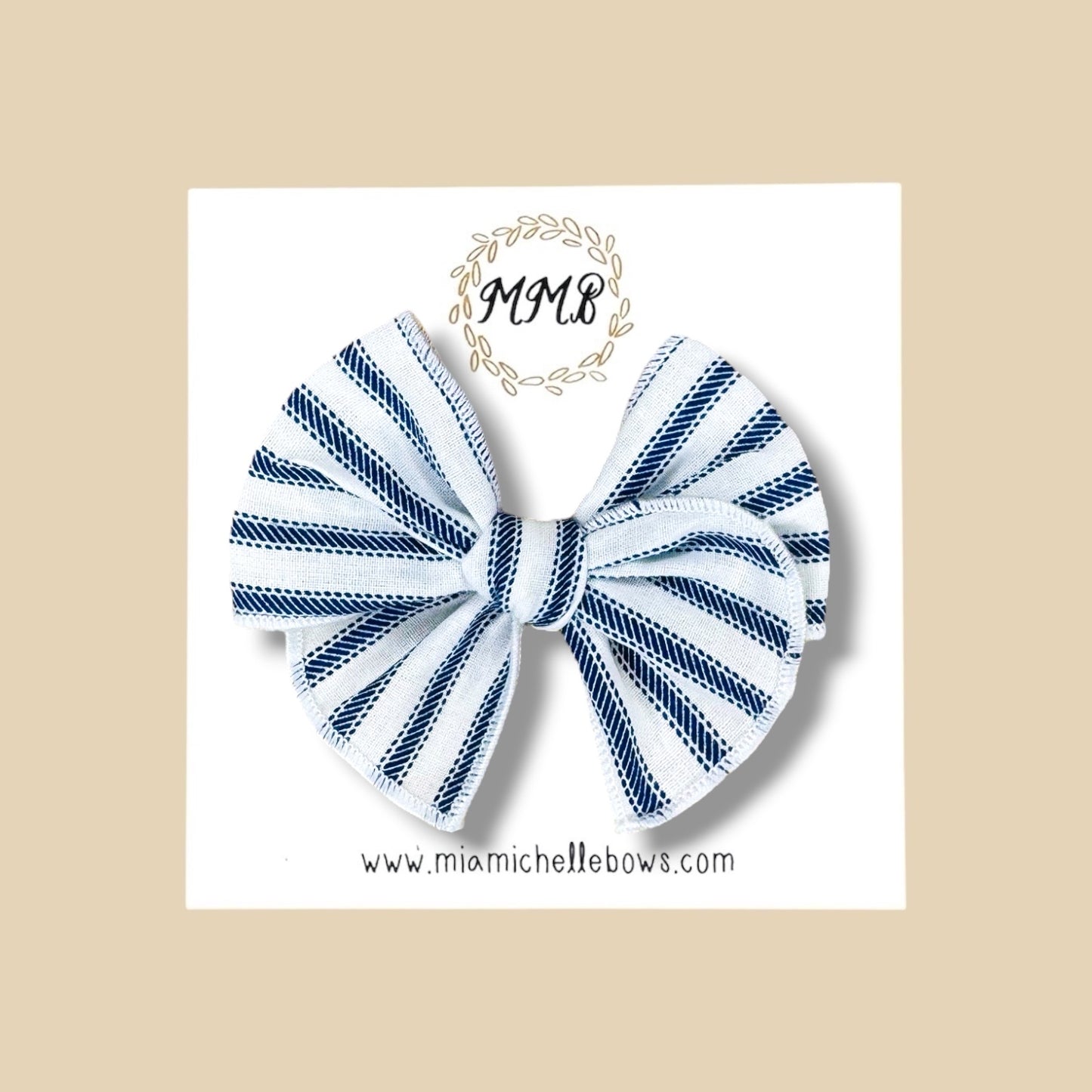 Denim Blue Stripe Fairytale Bow