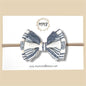 Double Layer Bow in Blue Chiffon Stripe
