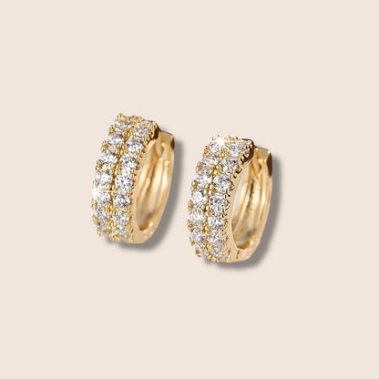 Double row CZ Huggie Hoops