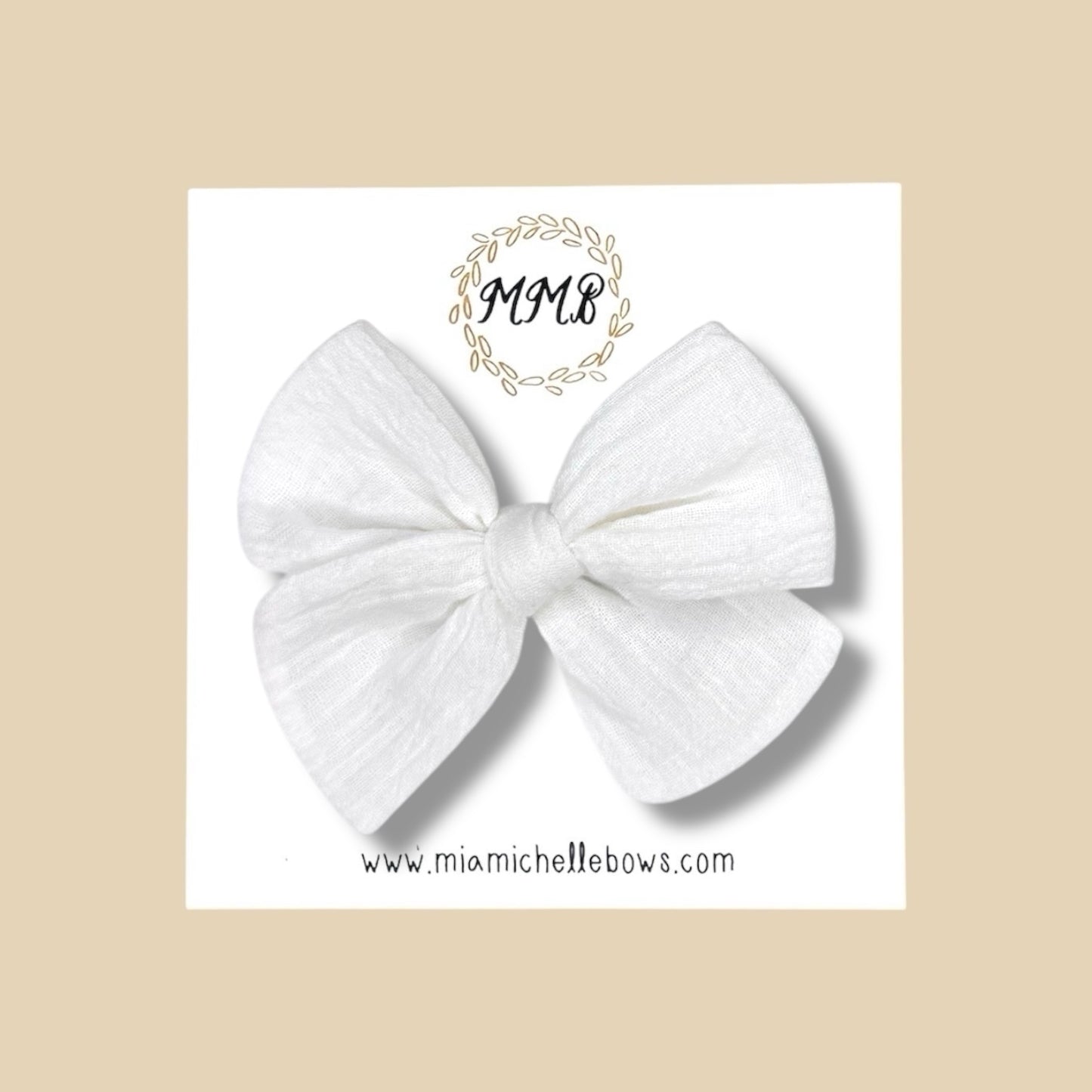 Hand-tied Gauze Bow in White