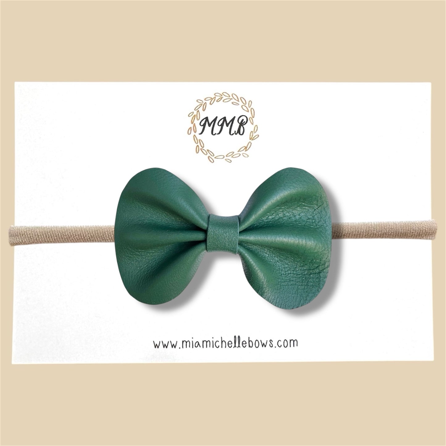 Dark Green Genuine Leather Bow