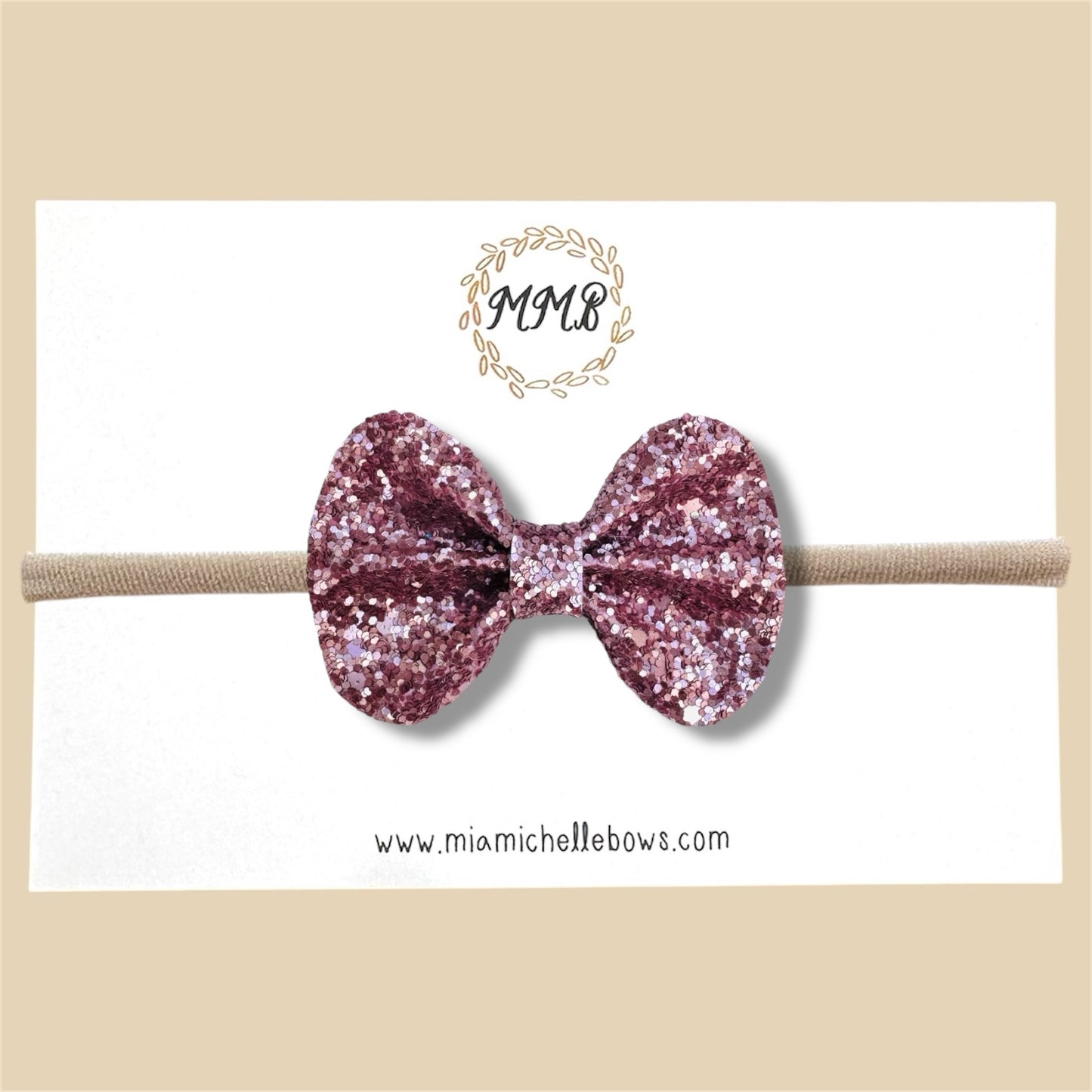 Metallic Blush Glitter Bow