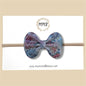 Blue Floral Genuine Leather Bow