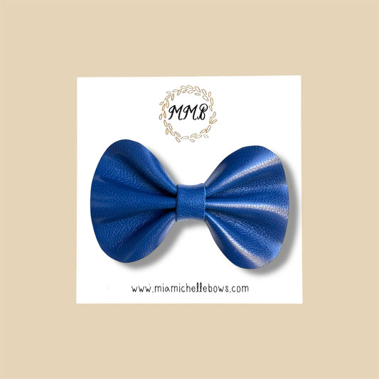 Blue Genuine Leather Bow