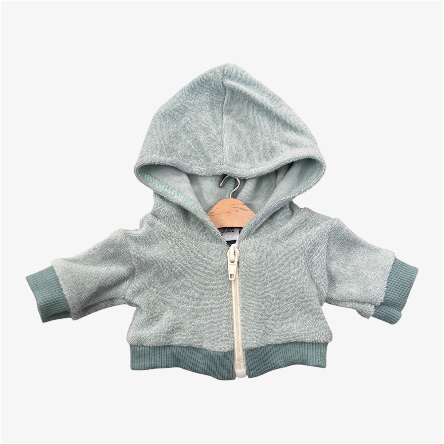 Doll—Minikane Faux Terry Zip Up Jacket in Seafoam