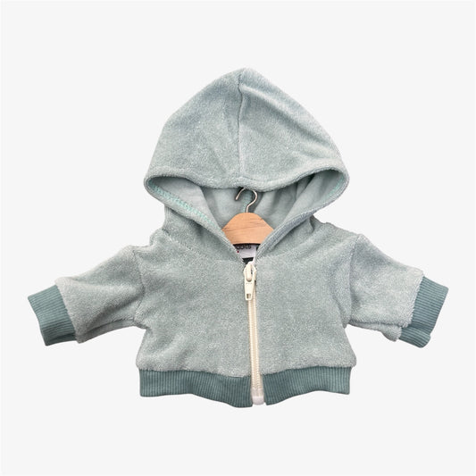Doll—Minikane Faux Terry Zip Up Jacket in Seafoam