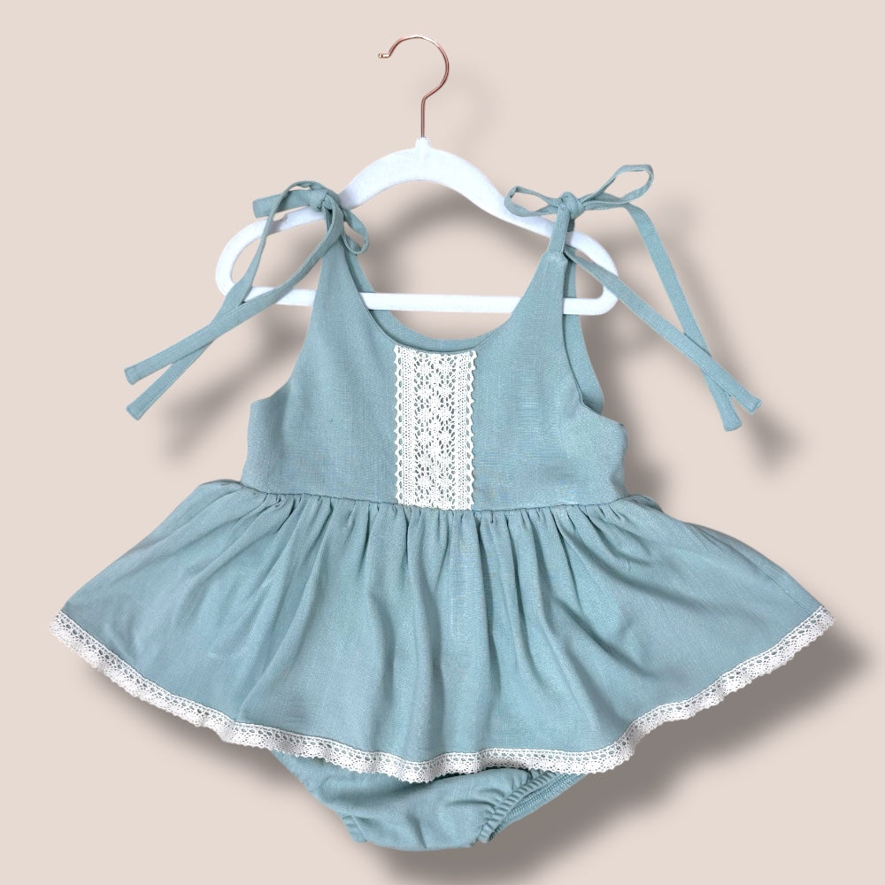 Handmade Lace ruffle romper