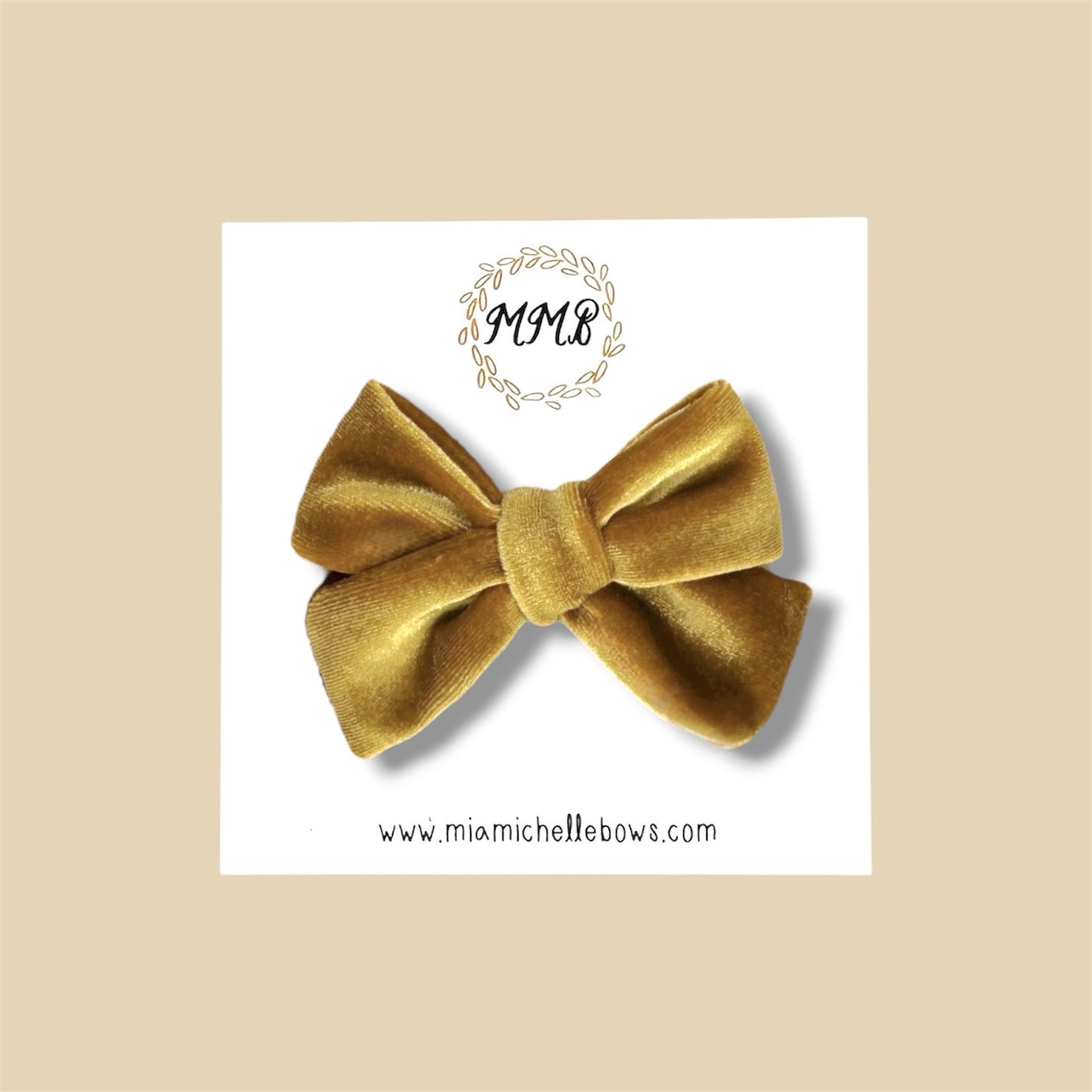 Velvet Bow in Golden Mustard