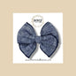 Heathered Navy Blue Linen Fairytale Bow