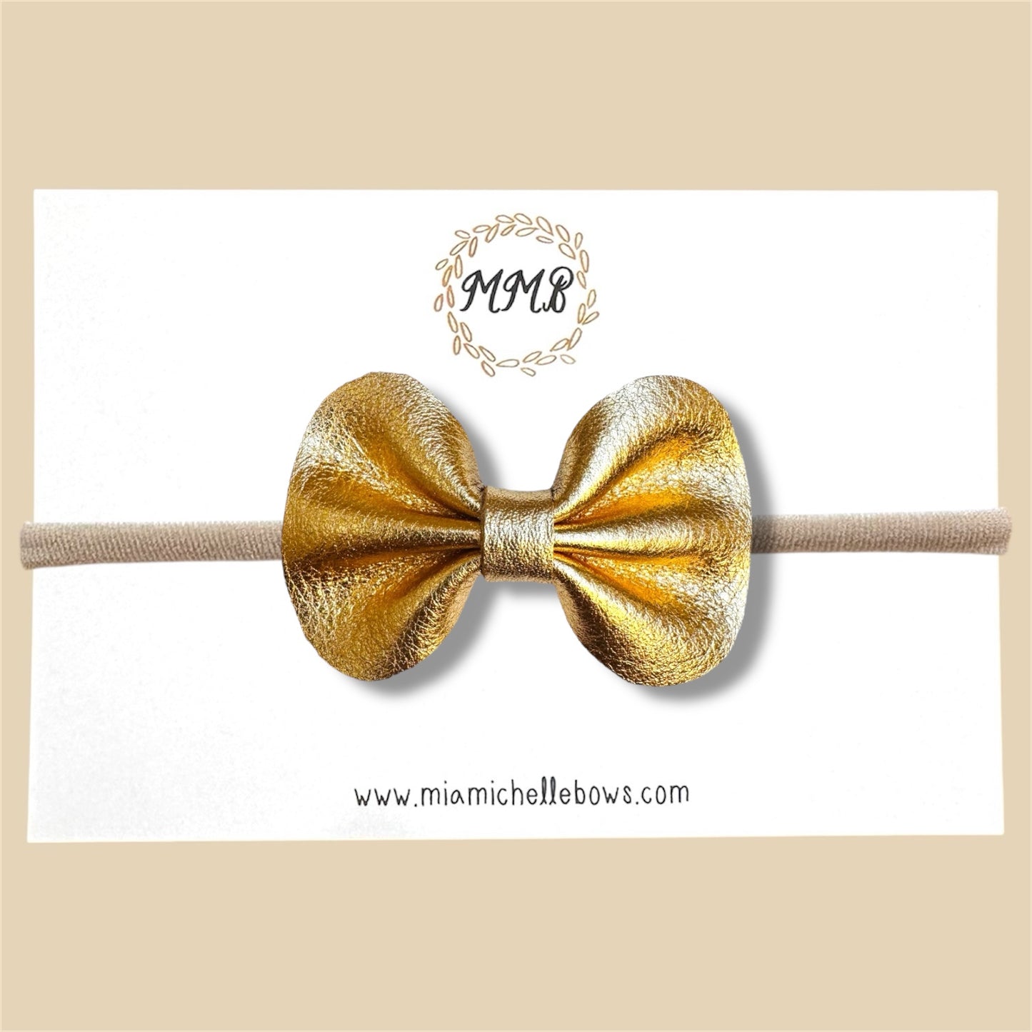 Gold Genuine Leather Bow